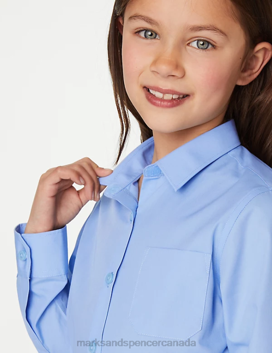 Marks and Spencer Canada - Marks & Spencer Kids 2pk Slim Fit Non-Iron School Shirts School Uniform Blue 20VTD9119