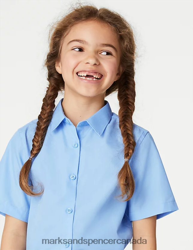 School Uniform 20VTD9172 Blue Kids Marks & Spencer 3pk Easy Iron School Shirts - Marks and Spencer outlet