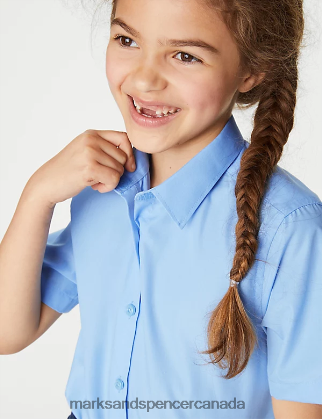 School Uniform 20VTD9172 Blue Kids Marks & Spencer 3pk Easy Iron School Shirts - Marks and Spencer outlet