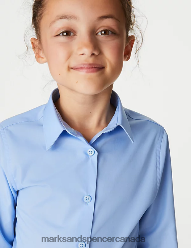 School Uniform 20VTD9371 Blue Kids Marks & Spencer 3pk Easy Iron School Shirts - Marks and Spencer Canada locations
