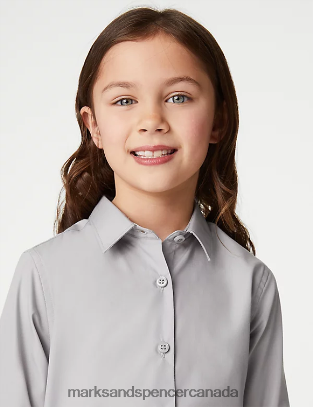 School Uniform 20VTD9372 Grey Kids Marks & Spencer 3pk Easy Iron School Shirts - Marks and Spencer outlet