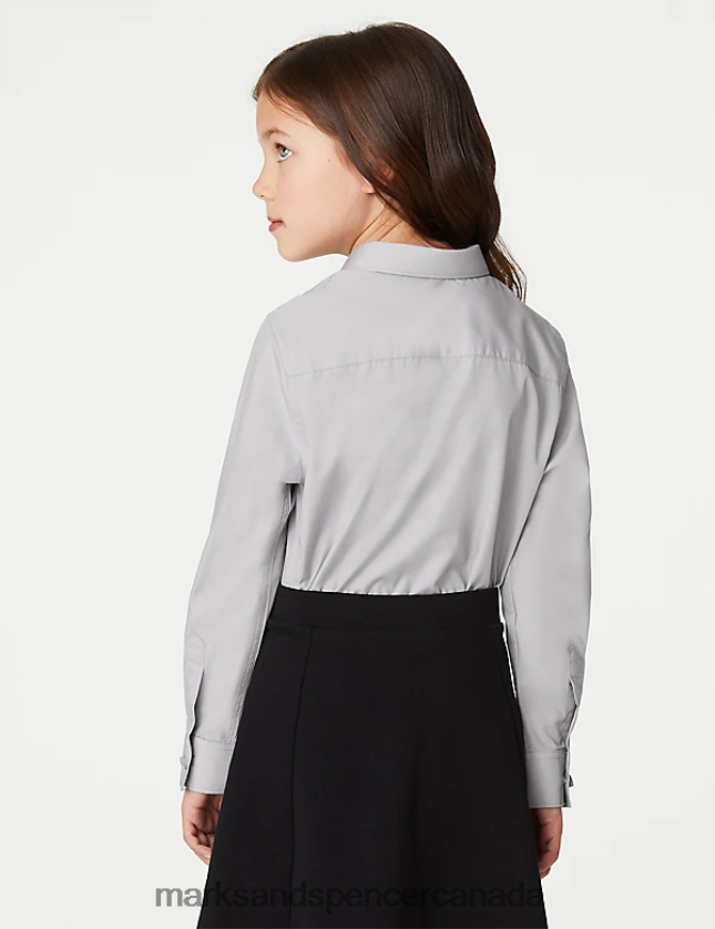 School Uniform 20VTD9372 Grey Kids Marks & Spencer 3pk Easy Iron School Shirts - Marks and Spencer outlet
