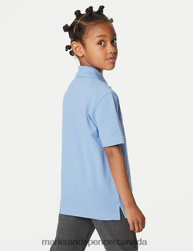 Marks and Spencer Canada - School Uniform 20VTD9400 Blue Kids Marks & Spencer 2pk Stain Resist School Polo Shirts