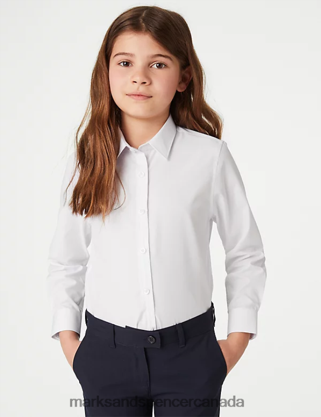 Marks and Spencer sale - School Uniform 20VTD9459 White Kids Marks & Spencer 3pk Easy Dressing Easy Iron School Shirts