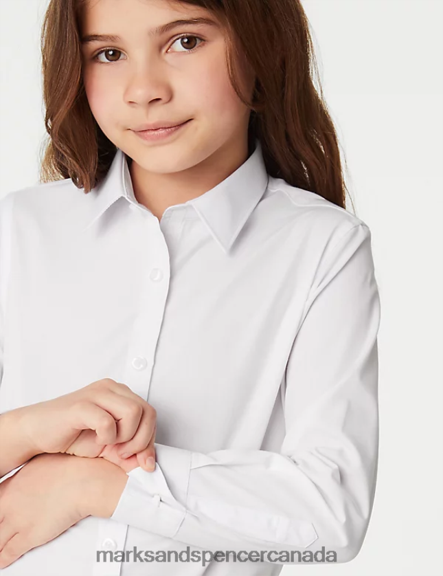Marks and Spencer sale - School Uniform 20VTD9459 White Kids Marks & Spencer 3pk Easy Dressing Easy Iron School Shirts