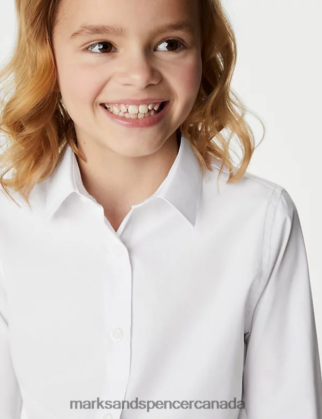 Marks and Spencer near me - School Uniform 20VTD9595 White Kids Marks & Spencer 3pk Longer Length Easy Iron School Shirts