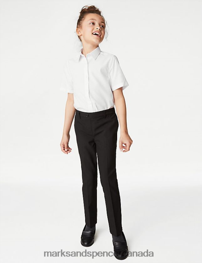 School Uniform 20VTD9682 White Kids Marks & Spencer 3pk Longer Length Easy Iron School Shirts - Marks and Spencer Canada locations