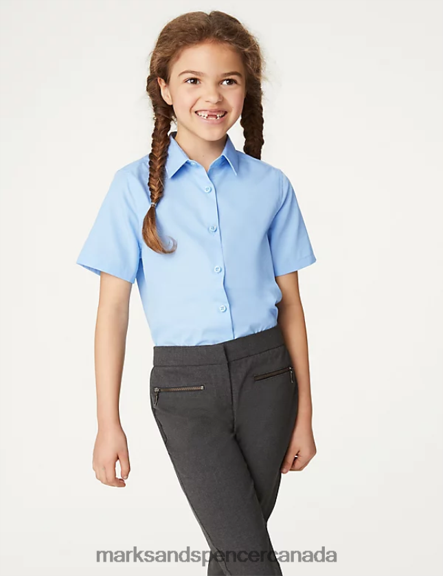 School Uniform 20VTD9711 Blue Kids Marks & Spencer 3pk Slim Fit Easy Iron School Shirts - Marks and Spencer outlet