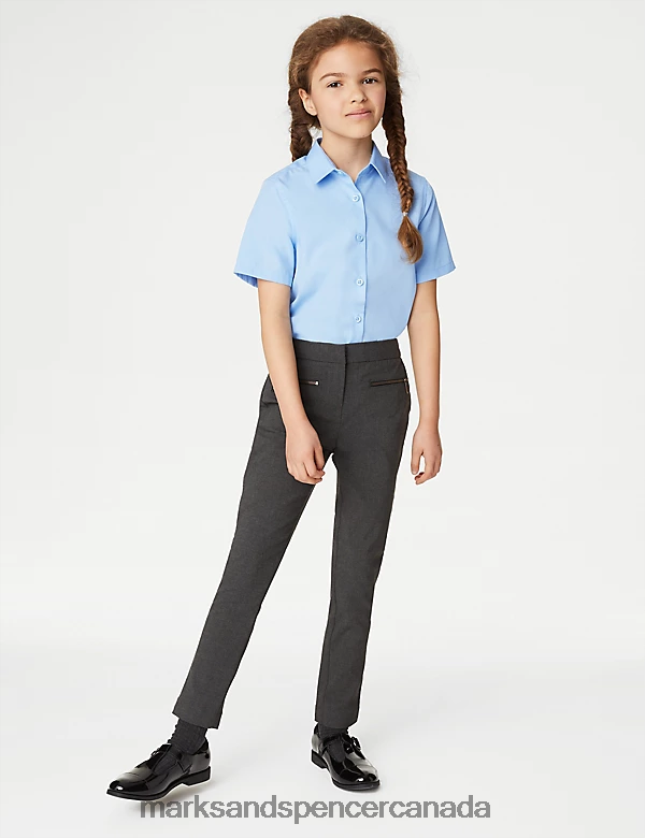 School Uniform 20VTD9711 Blue Kids Marks & Spencer 3pk Slim Fit Easy Iron School Shirts - Marks and Spencer outlet