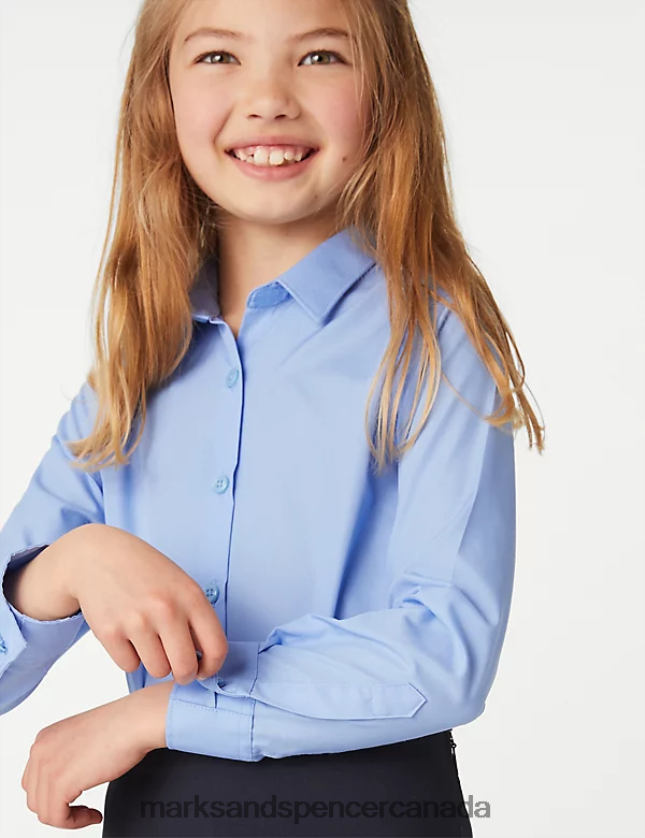 Marks and Spencer near me - School Uniform 20VTD9745 Blue Kids Marks & Spencer 3pk Slim Fit Easy Iron School Shirts