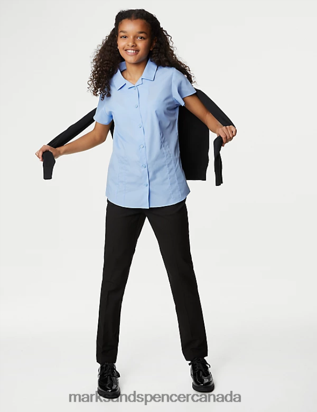 School Uniform 20VTD9780 Blue Kids Marks & Spencer 2pk Easy Iron Revere School Shirts - Marks and Spencer Canada locations