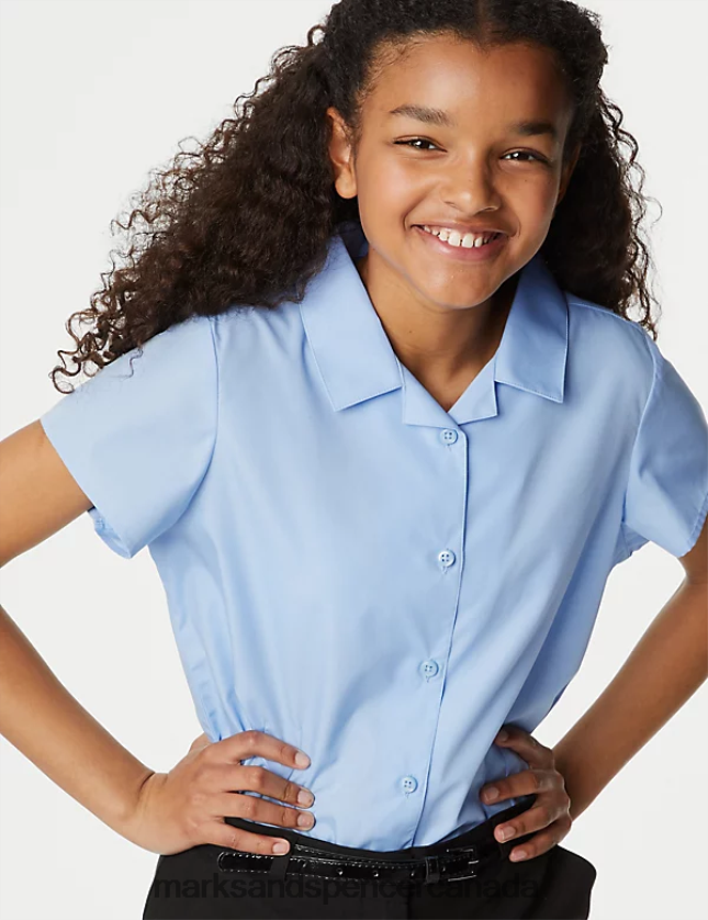 School Uniform 20VTD9780 Blue Kids Marks & Spencer 2pk Easy Iron Revere School Shirts - Marks and Spencer Canada locations