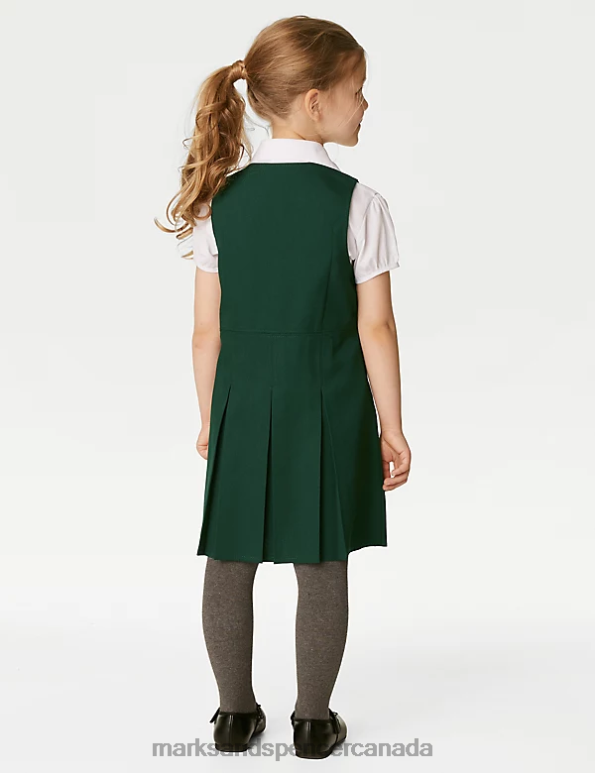 Kids Bottle Green School Uniform Marks & Spencer Permanent Pleats School Pinafore 20VTD8811 - Marks and Spencer outlet