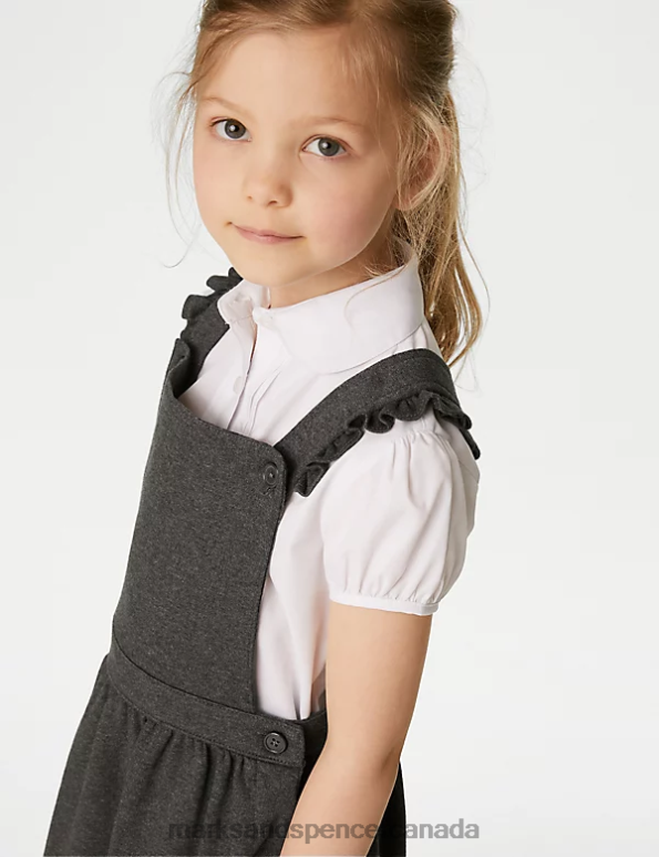 Marks and Spencer Canada - Kids Grey School Uniform Marks & Spencer Jersey Frilled School Pinafore 20VTD8873