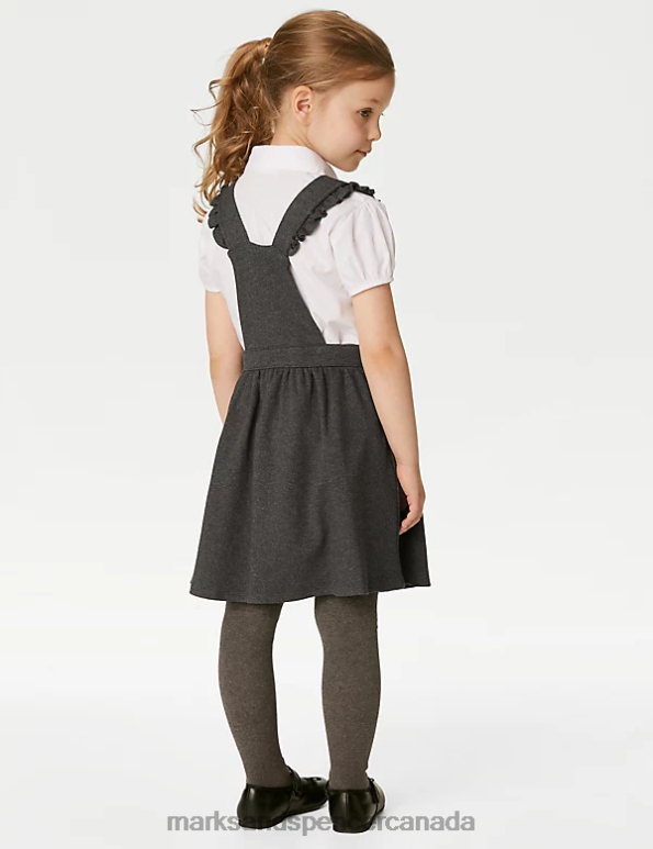 Marks and Spencer Canada - Kids Grey School Uniform Marks & Spencer Jersey Frilled School Pinafore 20VTD8873