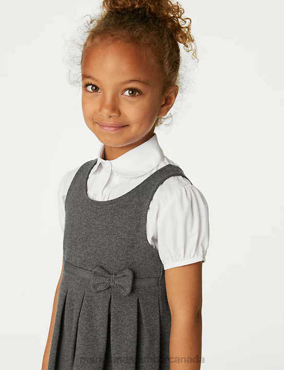 Marks & Spencer Kids 2pk Jersey Bow School Pinafores School Uniform Grey 20VTD9067 - Marks and Spencer online