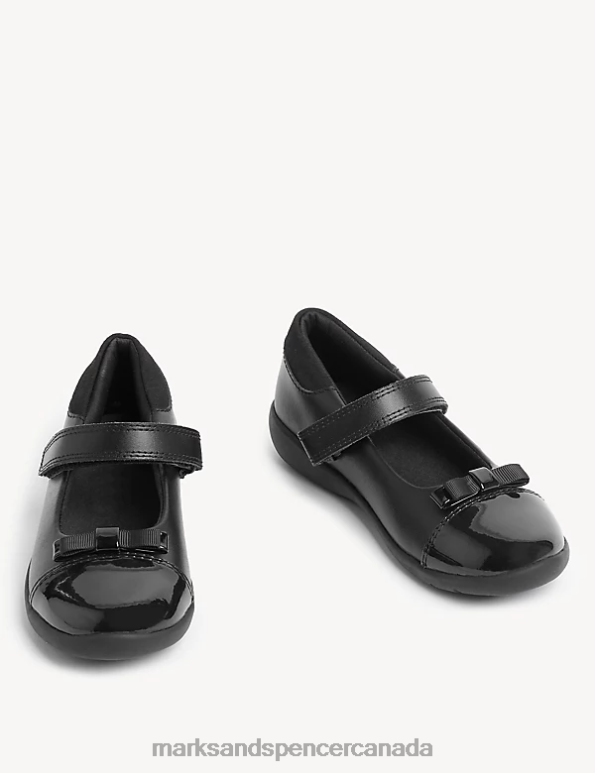 Marks and Spencer Canada - Kids Black School Uniform Marks & Spencer Leather Freshfeet Bow School Shoes 20VTD8817