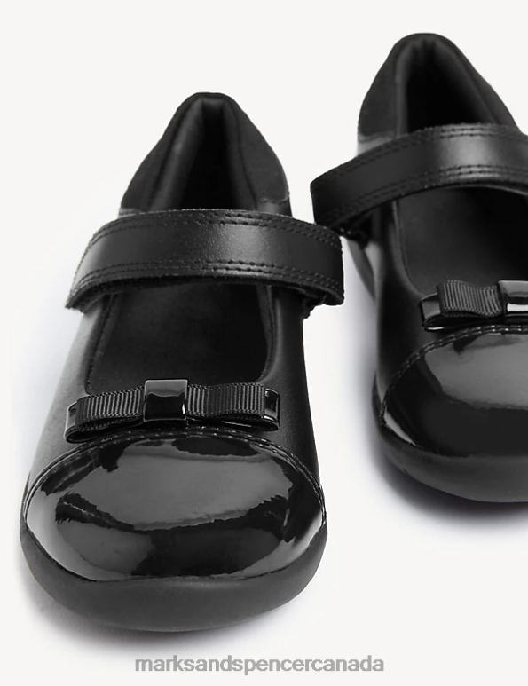 Marks and Spencer Canada - Kids Black School Uniform Marks & Spencer Leather Freshfeet Bow School Shoes 20VTD8817
