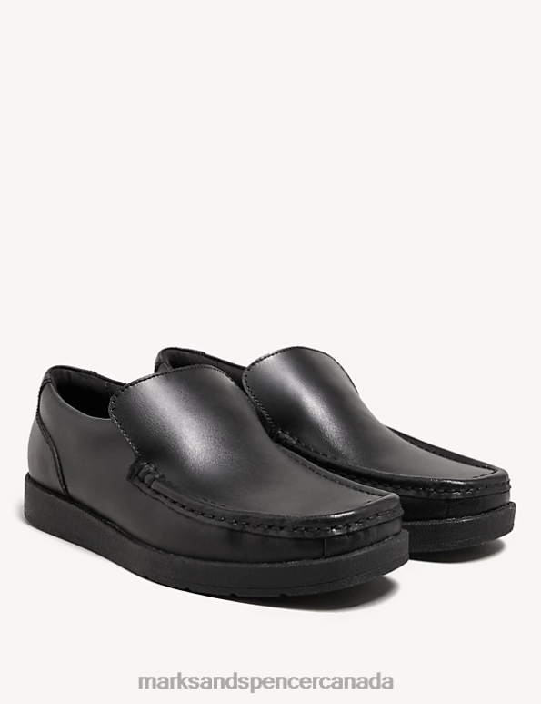 Kids Black School Uniform Marks & Spencer Leather Slip-on Loafer School Shoes 20VTD8757 - Marks and Spencer outlet