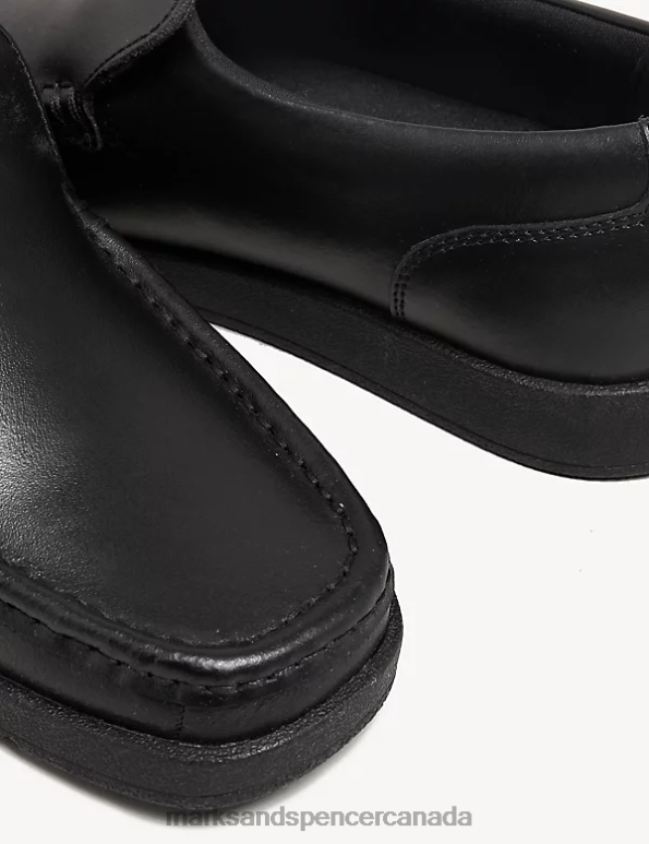 Kids Black School Uniform Marks & Spencer Leather Slip-on Loafer School Shoes 20VTD8757 - Marks and Spencer outlet