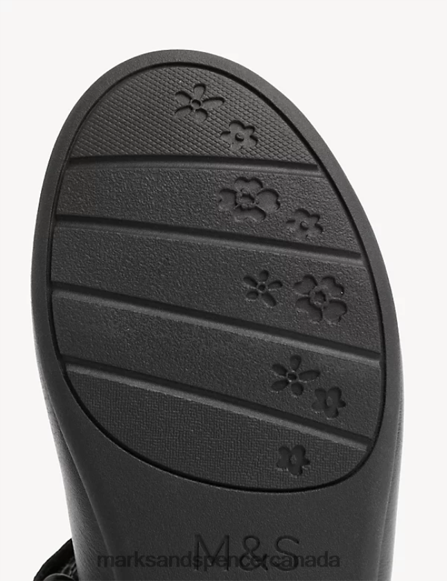 School Uniform 20VTD9455 Black Kids Marks & Spencer Leather Freshfeet Bow School Shoes - Marks and Spencer outlet