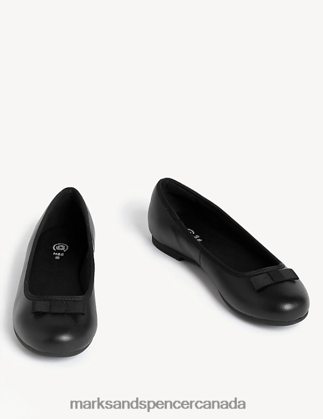Marks and Spencer near me - School Uniform 20VTD9567 Black Kids Marks & Spencer Leather Ballerina Bow School Shoes
