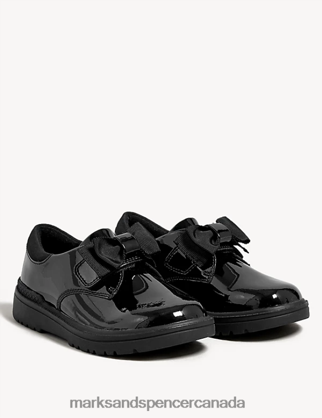 Marks and Spencer near me - School Uniform 20VTD9799 Black Kids Marks & Spencer Leather Freshfeet Bow School Shoes