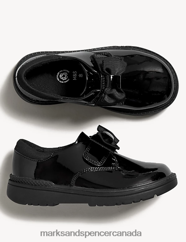 Marks and Spencer near me - School Uniform 20VTD9799 Black Kids Marks & Spencer Leather Freshfeet Bow School Shoes