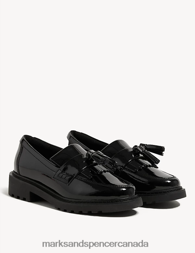 Marks and Spencer Canada - School Uniform 20VTD9869 Black Kids Marks & Spencer Leather Slip-on School Shoes