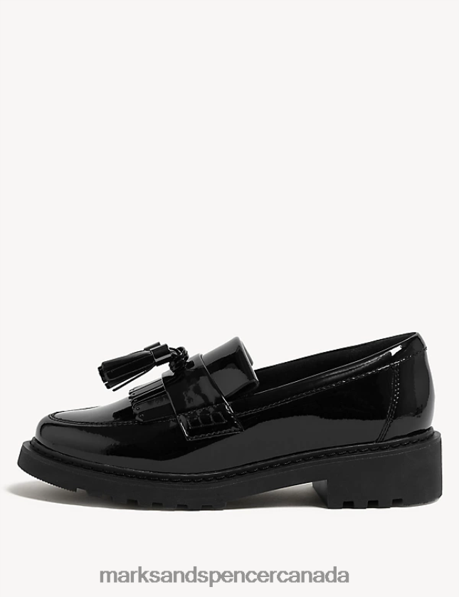 Marks and Spencer Canada - School Uniform 20VTD9869 Black Kids Marks & Spencer Leather Slip-on School Shoes