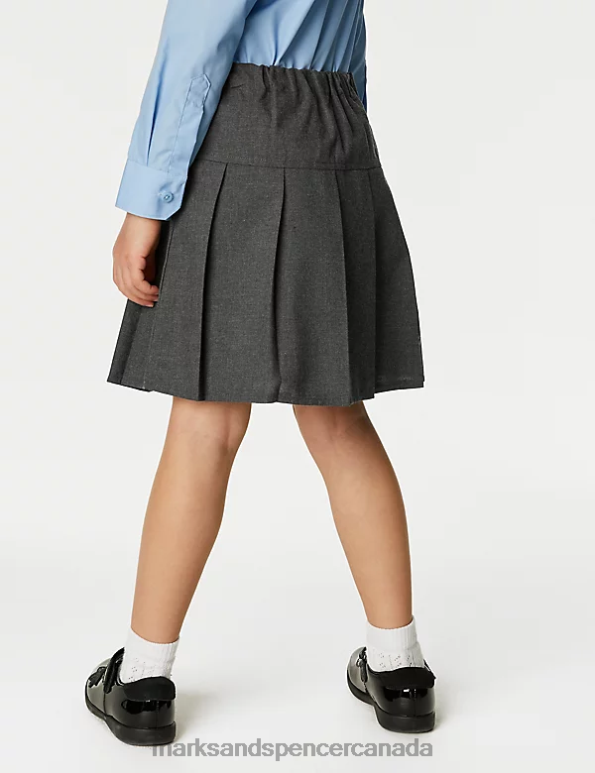 Marks and Spencer sale - Kids Grey School Uniform Marks & Spencer 2pk Crease Resistant School Skirts 20VTD8823