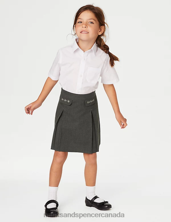 Kids Grey School Uniform Marks & Spencer 2pk Embroidered School Skirts 20VTD8967 - Marks and Spencer outlet