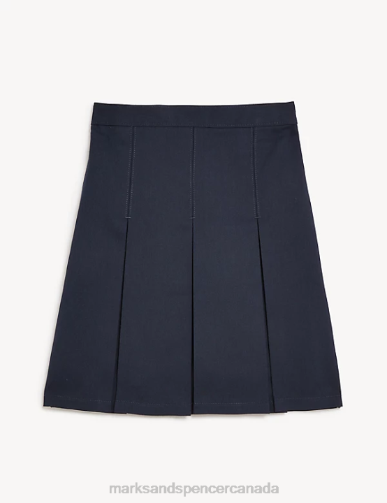 Marks and Spencer sale - Marks & Spencer Kids Slim Fit Permanent Pleats School Skirt School Uniform Navy 20VTD9117