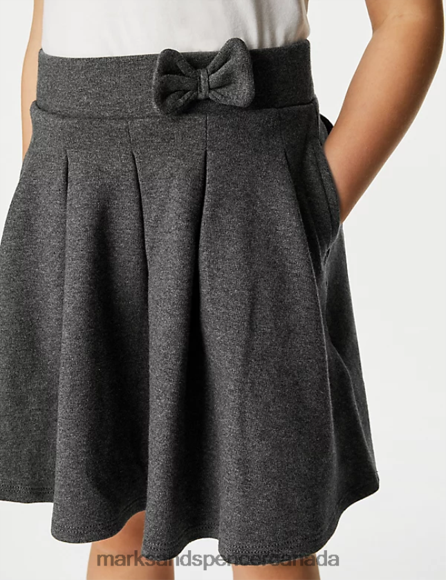 School Uniform 20VTD9314 Grey Kids Marks & Spencer 2pk Jersey Bow School Skirts - Marks and Spencer outlet