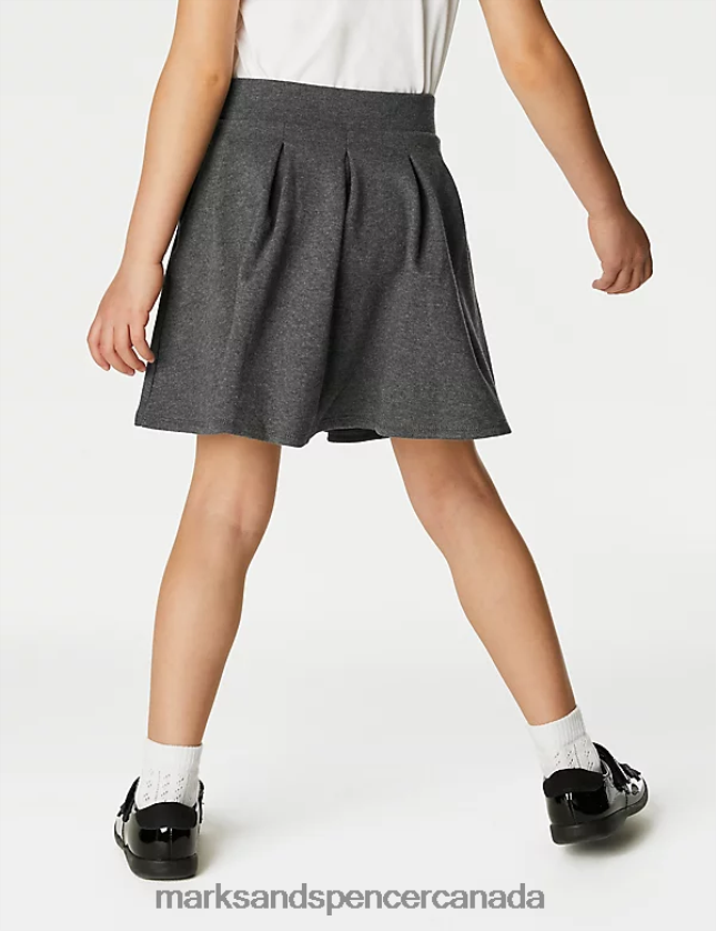 School Uniform 20VTD9314 Grey Kids Marks & Spencer 2pk Jersey Bow School Skirts - Marks and Spencer outlet