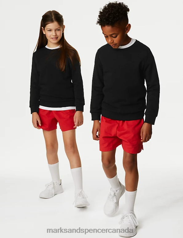 Kids Black School Uniform Marks & Spencer Cotton Crew Neck Sweatshirt 20VTD8650 - Marks and Spencer Canada locations