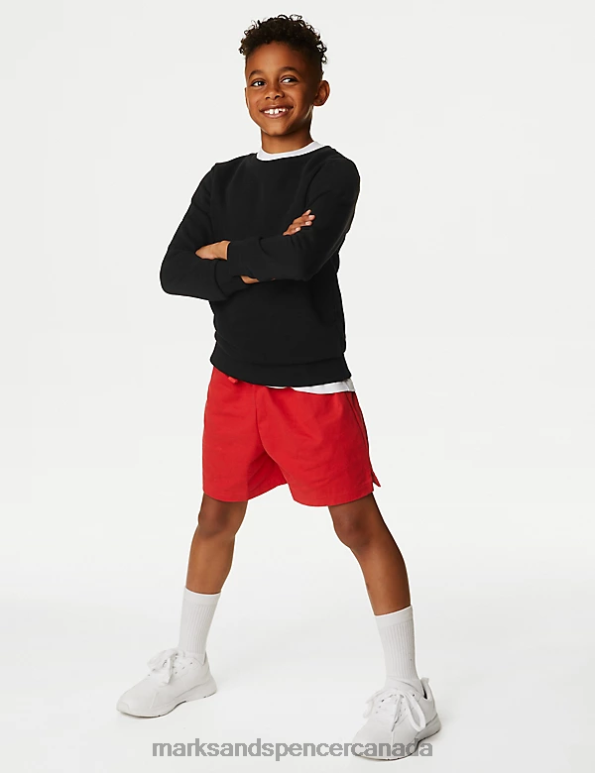 Kids Black School Uniform Marks & Spencer Cotton Crew Neck Sweatshirt 20VTD8650 - Marks and Spencer Canada locations