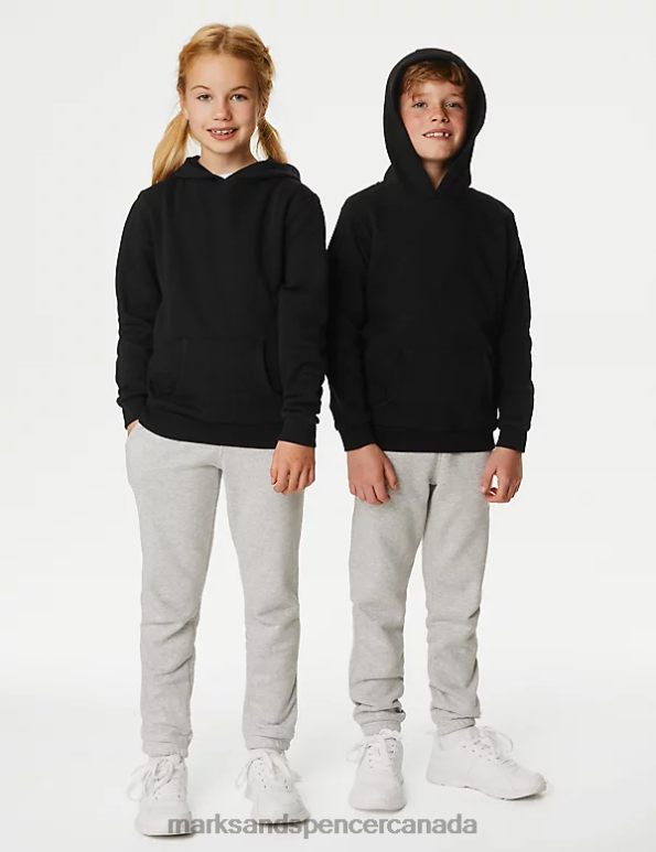 Marks and Spencer sale - Kids Black School Uniform Marks & Spencer Cotton Hooded Sweatshirt 20VTD8680