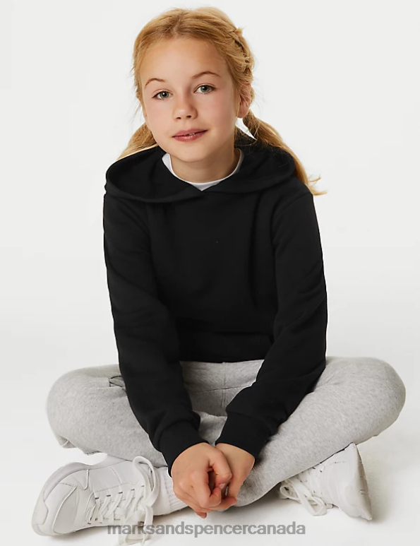 Marks and Spencer sale - Kids Black School Uniform Marks & Spencer Cotton Hooded Sweatshirt 20VTD8680