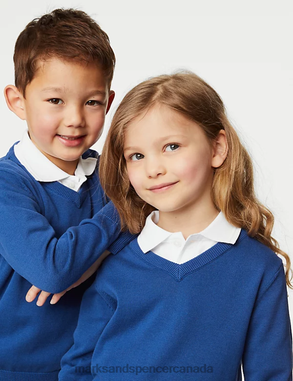 Kids Blue School Uniform Marks & Spencer 2pk Pure Cotton School Jumper 20VTD8056 - Marks and Spencer online