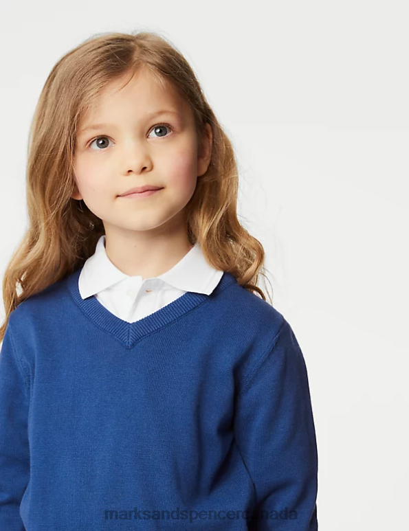 Kids Blue School Uniform Marks & Spencer 2pk Pure Cotton School Jumper 20VTD8056 - Marks and Spencer online