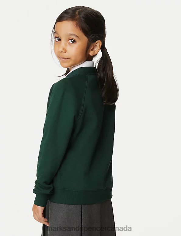 Kids Bottle Green School Uniform Marks & Spencer Cotton Rich StayNew School Cardigan 20VTD8790 - Marks and Spencer Canada locations