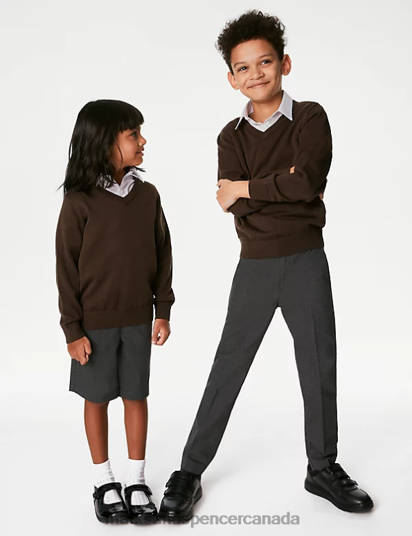 Kids Brown School Uniform Marks & Spencer 2pk Pure Cotton School Jumper 20VTD8057 - Marks and Spencer Canada locations