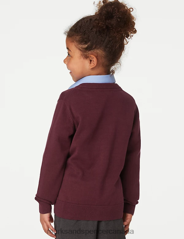 Marks and Spencer Canada - Kids Burgundy School Uniform Marks & Spencer 2pk Pure Cotton School Jumper 20VTD8059