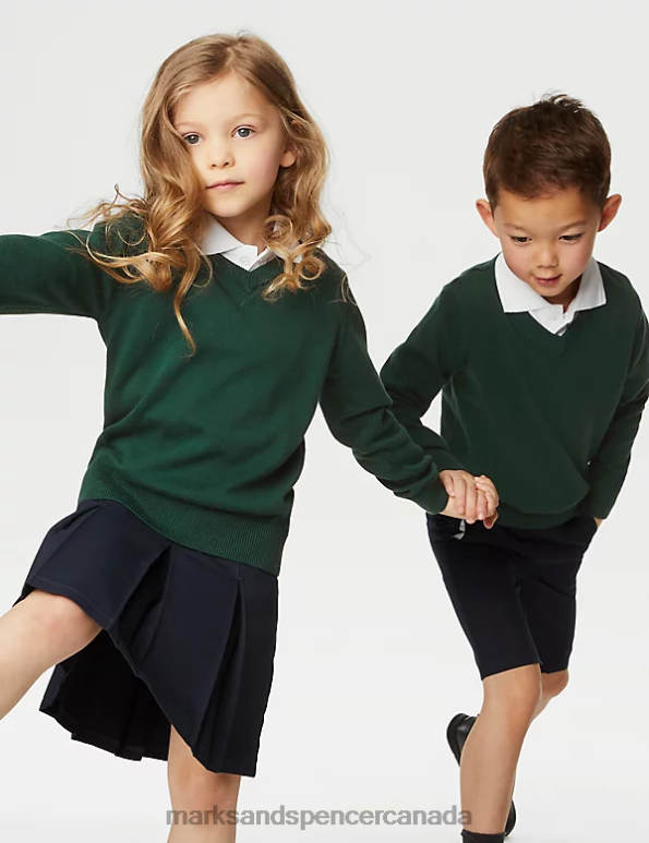 Kids Green School Uniform Marks & Spencer 2pk Pure Cotton School Jumper 20VTD8058 - Marks and Spencer outlet
