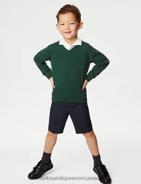 Kids Green School Uniform Marks & Spencer 2pk Pure Cotton School Jumper 20VTD8058 - Marks and Spencer outlet
