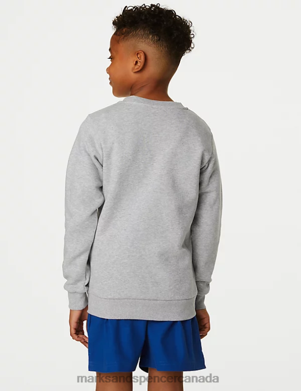 Marks and Spencer sale - Kids Grey Marl School Uniform Marks & Spencer Cotton V-Neck Sweatshirt 20VTD8916