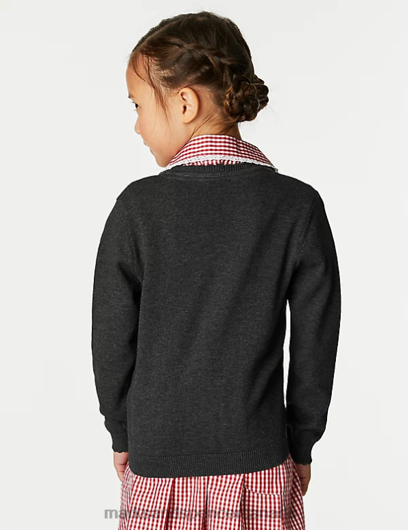 Marks and Spencer Canada - Kids Grey School Uniform Marks & Spencer Pure Cotton Bow Pocket School Cardigan 20VTD9001