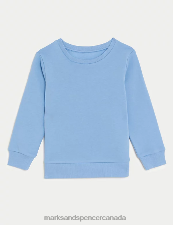 Marks and Spencer sale - Kids Pale Blue School Uniform Marks & Spencer Cotton Crew Neck Sweatshirt 20VTD8648