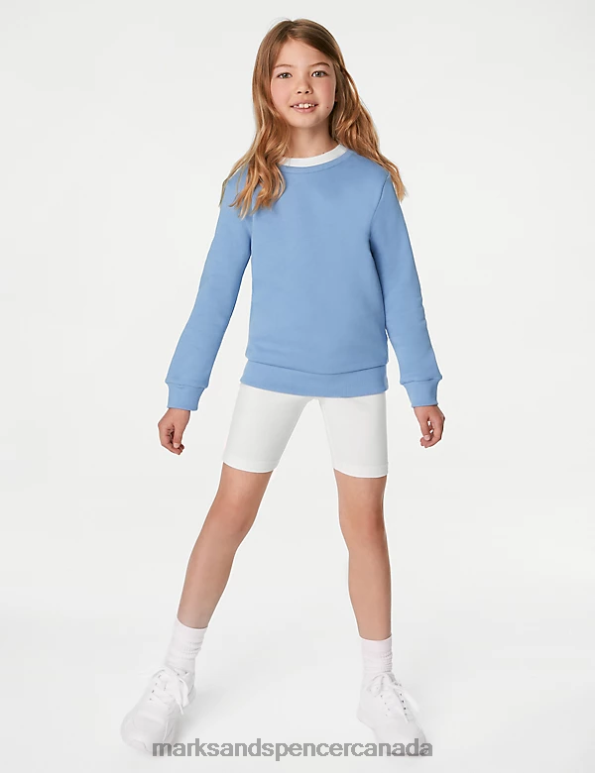 Marks and Spencer sale - Kids Pale Blue School Uniform Marks & Spencer Cotton Crew Neck Sweatshirt 20VTD8648